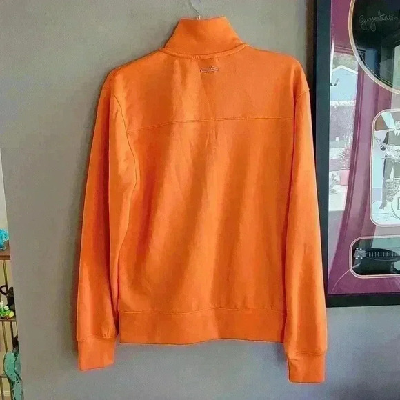 Champion Mens Size S Full Zip Up Mock Neck Athletic Jacket Orange Long Sleeve - Picture 2 of 11